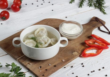 Пельмени с бульоном : купить по цене 280.00, вес: 359 Пельмени с бульоном